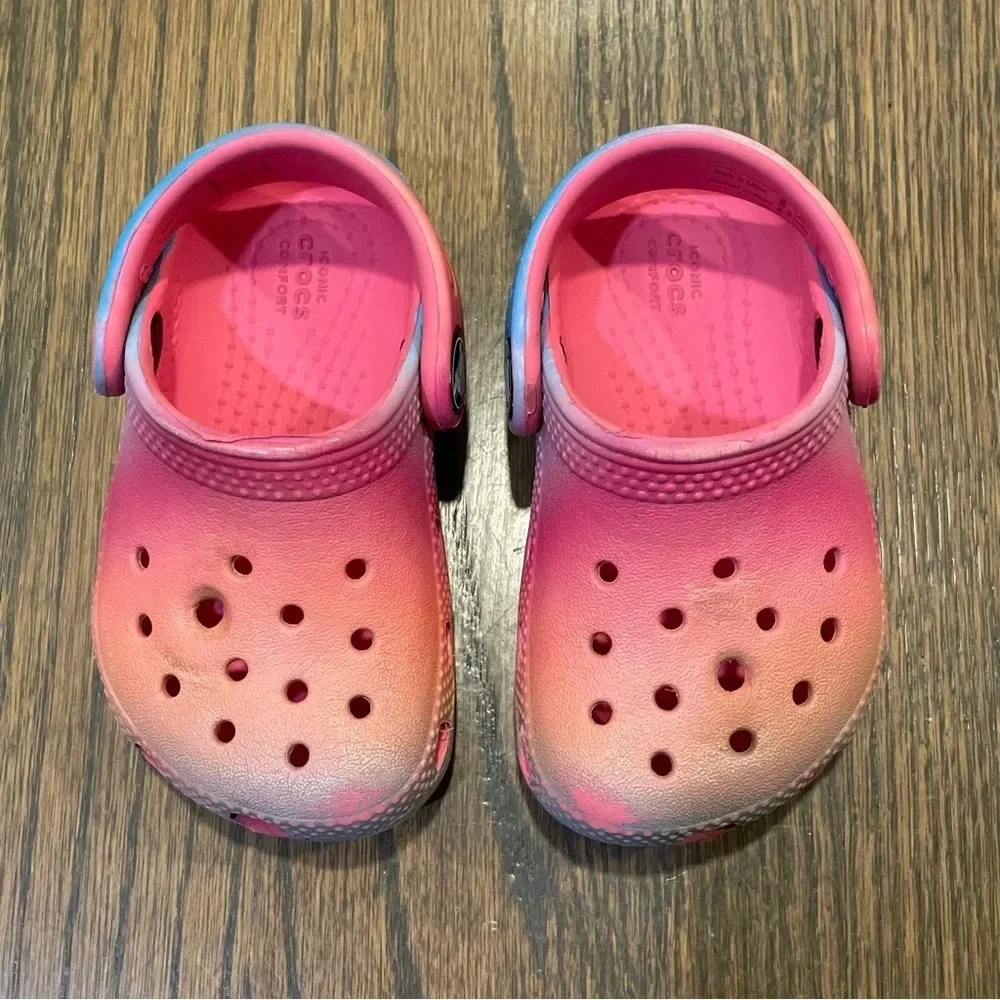 Classic Color Dip Clog Toddlers in Hyper Pink/Multi size 4